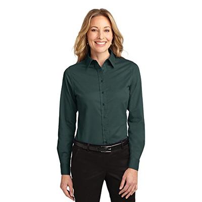Port Authority Ladies Long Sleeve Easy Care Shirt, Dark Green/Navy, XX-Large