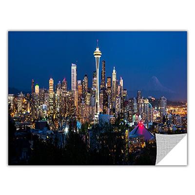 ArtWall ArtApeelz Cody York 'Seattle Nighttime Pano' Removable Graphic Wall Art, 12 by 36-Inch