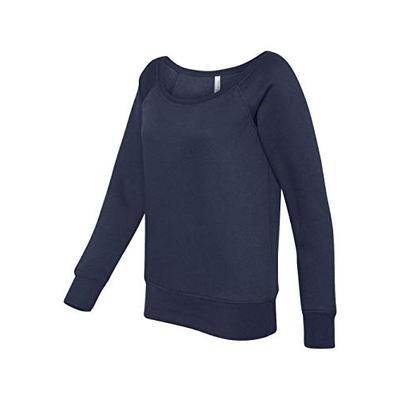Bella womens Sponge Fleece Wide Neck Sweatshirt(7501)-NAVY-S