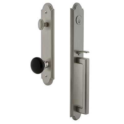 Grandeur Hardware 854514 Arc Plate with D Grip and Coventry Knob One-Piece Dummy Handleset Satin Nic