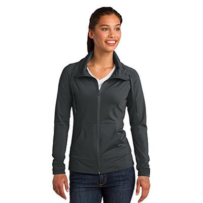 Sport-Tek Women's Sport Wick Stretch Full Zip Jacket S Charcoal Grey