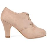 Brinley Co. Womens Vintage Round Toe High Heel Lace-up Faux Suede Booties Taupe, 7.5 Wide Width US screenshot. Shoes directory of Clothing & Accessories.