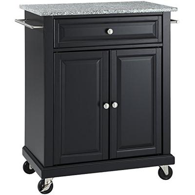 Crosley Furniture Cuisine Kitchen Island with Solid Grey Granite Top - Black