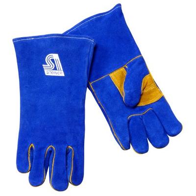 Steiner 2519B-L Welding Gloves, Blue B-Series, Side Split Cowhide, Foam Lined Back, Large