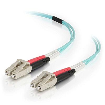 C2G 01136 OM4 Fiber Optic Cable - LC-LC 50/125 Duplex Multimode PVC Fiber Cable, Aqua (1.6 Feet, 0.5