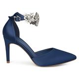 Brinley Co. Womens Lizzie Satin Pointed Toe Rhinestone Ankle Strap D'Orsay Stiletto Heels Navy, 12 R screenshot. Shoes directory of Clothing & Accessories.