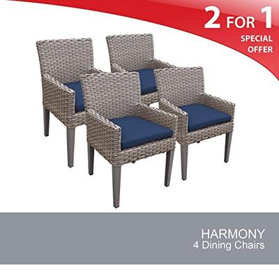 TK Classics Oasis 4 Piece Dining Chairs with Arms, Navy