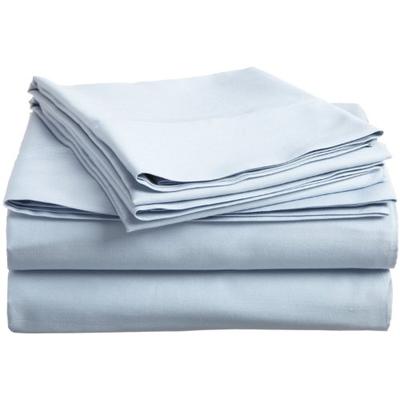 Superior 100% Premium Combed Cotton, 4-Piece Sheet and Pillowcase Cover Set, Solid, Full - Light Blu
