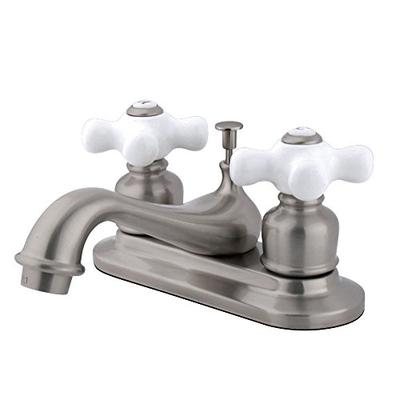 Kingston Brass GKB608PX Restoration 4-inch Centerset Lavatory Faucet with Retail Pop-up, Brushed Nic