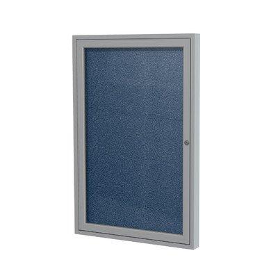1 Door Outdoor Enclosed Bulletin Board Size: 3' H x 2'6" W, Frame Finish: Satin, Surface Color: Navy