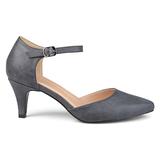 Brinley Co. Womens Faux Leather Comfort Sole D'Orsay Ankle Strap Almond Toe Heels Grey, 7.5 Regular screenshot. Shoes directory of Clothing & Accessories.
