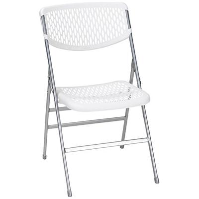 COSCO Commercial Resin Mesh Folding Chair, White, 4-pack