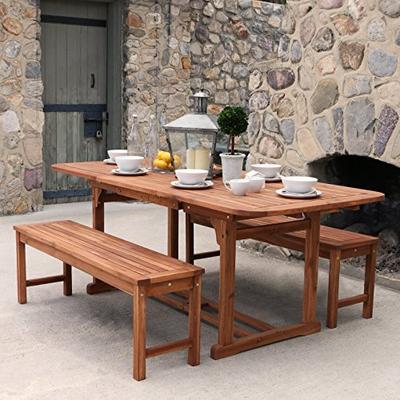 WE Furniture Solid Acacia Wood 3-Piece Patio Dining Set