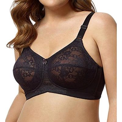 Elila Women's Plus Size Full Coverage Lace Softcup Bra Black,36 H