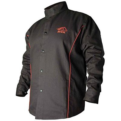 Revco BSX B9C 9oz. Black/Red Cotton Welding Jacket, Flame Resistant M