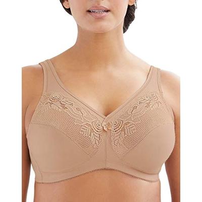 Glamorise Women's Plus Size Full Figure MagicLift Wirefree Minimizer Support Bra #1003, Café, 38H