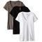 Clementine Apparel Women's Deep V Neck Tee (Pack of 3), Black/White/Warm Grey Small