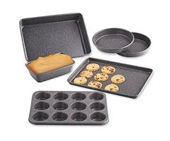 Cook N Home 02585 6-Piece Heavy Gauge, Cake/Cookie/Muffin/Loaf Nonstick Bakeware Set Black