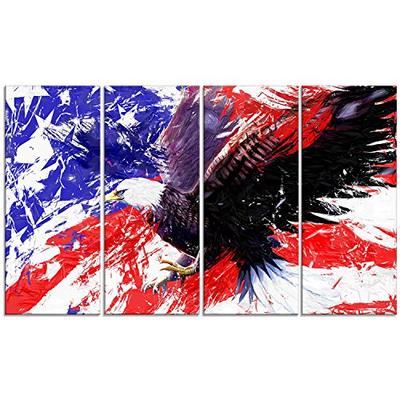 Designart American Bald Eagle-Animal Metal Wall Art-MT2313-48x28-4 Panels, 28'' H x 48'' W x 1'' D 4