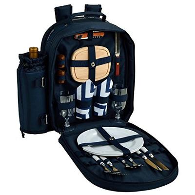 Picnic at Ascot - Deluxe Equipped 2 Person Picnic Backpack with Cooler & Insulated Wine Holder - Che