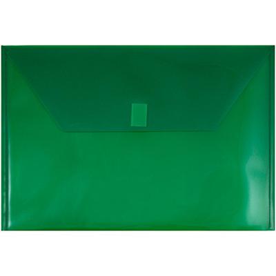 JAM PAPER Plastic Envelopes with Hook & Loop Closure - Legal Booklet - 9 3/4 x 14 1/2 - Green - 12/P
