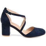 Brinley Co Comfort Womens Classic Ankle-Strap Pump Navy, 8 Regular US screenshot. Shoes directory of Clothing & Accessories.