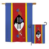 Breeze Decor Swaziland of the World Nationality Impressions Decorative Vertical 2-Sided Flag Set in Blue/Red/Yellow | 40 H x 18.5 W in | Wayfair