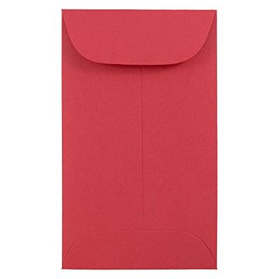 JAM PAPER #3 Coin Business Colored Envelopes - 2 1/2 x 4 1/4 - Red Recycled - Bulk 500/Box