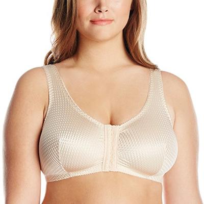 Leading Lady Zig-Zag Weave Front-Closure Leisure Bra, Beige, 42DDFG