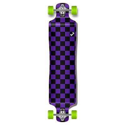 Yocaher Blank/Checker Complete Lowrider Skateboards Longboard Cruiser Black Widow Premium 80A Grip T
