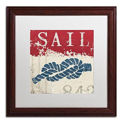 Nautical III Red Artwork by Wellington Studio Wood Frame, 16 by 16-Inch, White Matte