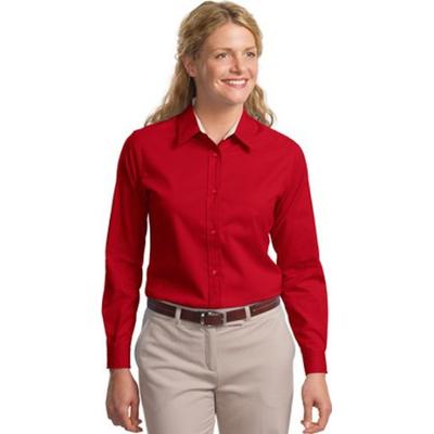 Port Authority L608 Ladies Long Sleeve Easy Care Shirt - Red/LightStone - 2XL