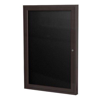 Ghent 2" x 1 1/2" 1 Door Enclosed Flannel Letter Board, Bronze Aluminum Frame (PB121 1/2B-BG)