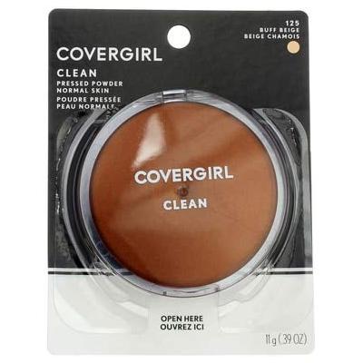 CoverGirl Clean Pressed Powder Compact, Buff Beige [125], 0.39 oz (Pack of 3)