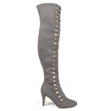 Brinley Co. Womens Regular and Wide Calf Vintage Almond Toe Over-The-Knee Boots Grey, 7 Regular US screenshot. Shoes directory of Clothing & Accessories.