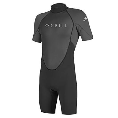 O'Neill Men's Reactor-2 2mm Back Zip Short Sleeve Spring Wetsuit, Black/Graphite, Medium Short